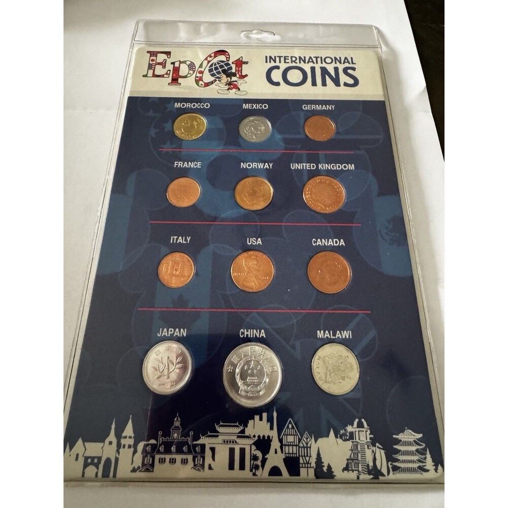 Disney EPCOT International Coins Uncirculated World Coin Set w/ 14 Countries